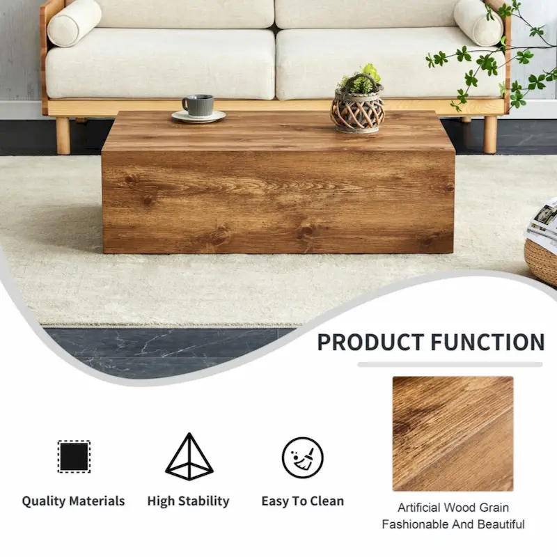 Modern MDF coffee table with wood texture pattern -stylish and durable design