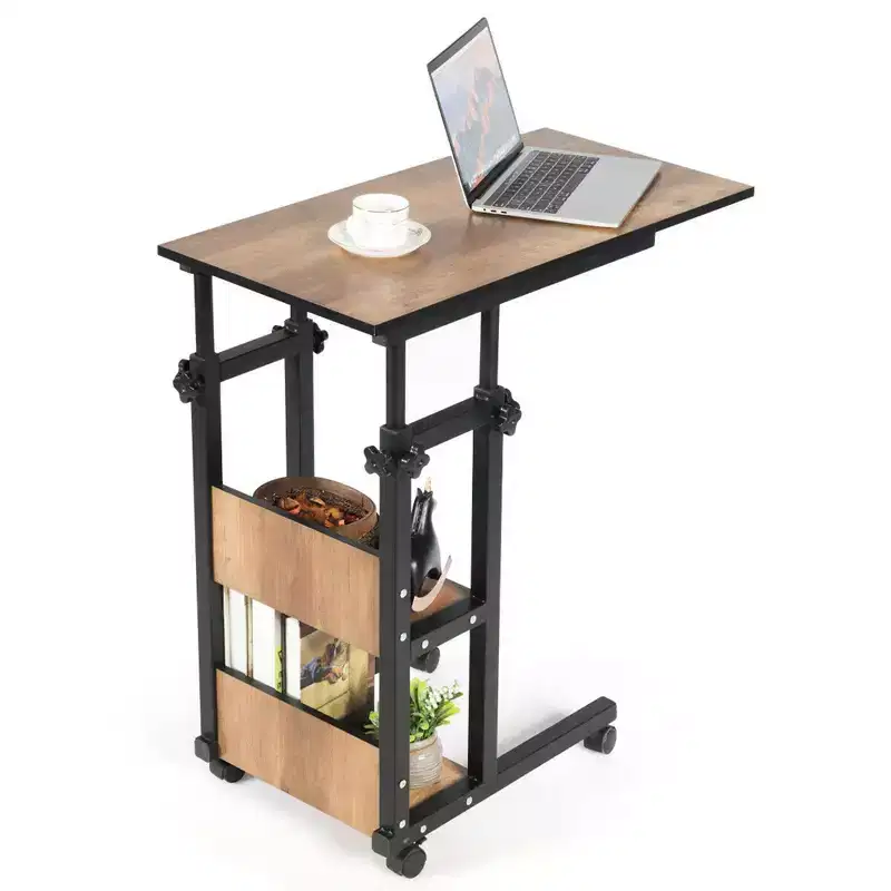 Costway C-Shape Mobile Snack End Side Sofa Laptop Table W/Rolling Cart Height Adjustable