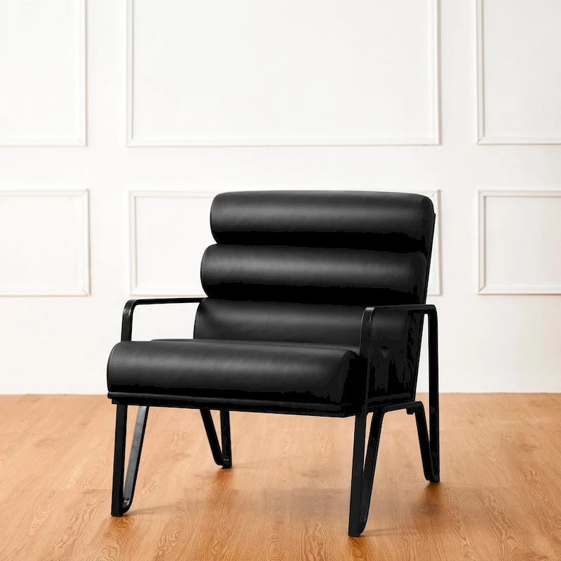 Glitzhome 26.75W Modern Comfy PU Leather Accent Chair with Metal Frame
