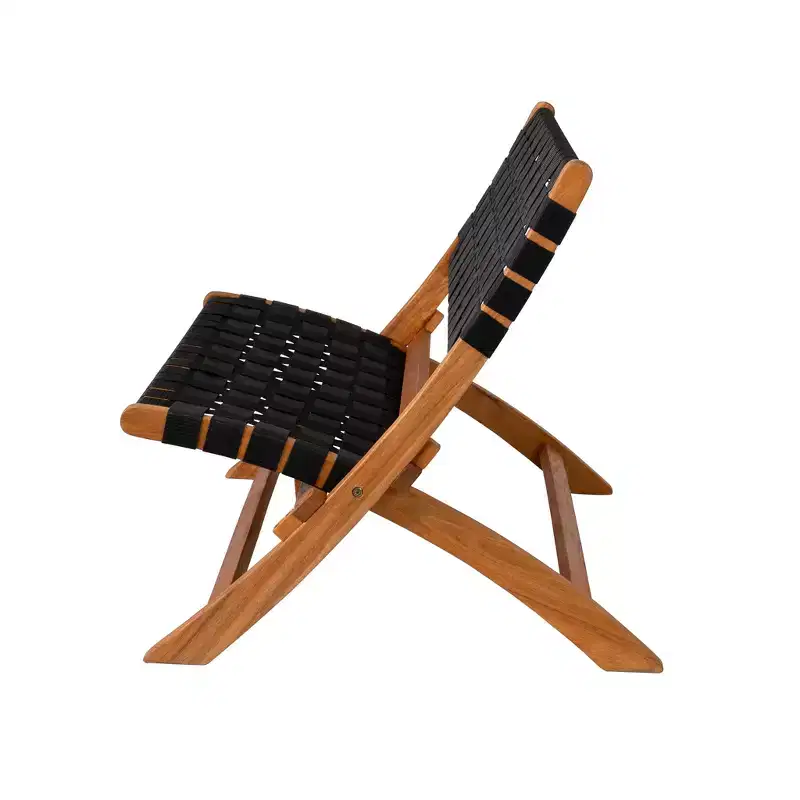 Balkene Home 63291 Sava Indoor Outdoor Folding Patio Bench Low-Slung Portable Foldable Lightweight Assembly Just Unfold - Teak Toned Oil Finish