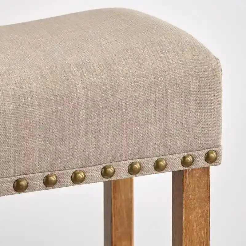 Simple Living Hathaway Nailhead 24-inch Counter Height Saddle Stool (Set of 2)