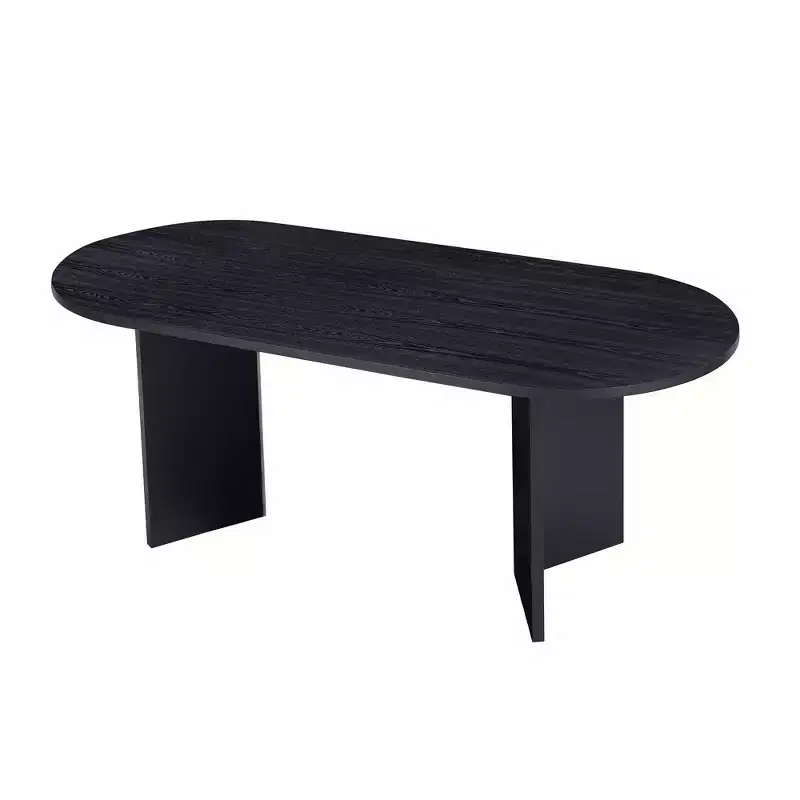 Homy Casa Oval Dining Table, Black Wood Finish  Modern Minimalist Centerpiece