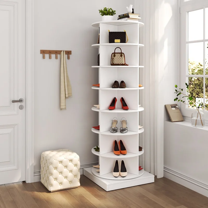 360 Rotating Shoe Cabinet with 7 Layers Can Accommodate up to 28 Paris Shoes