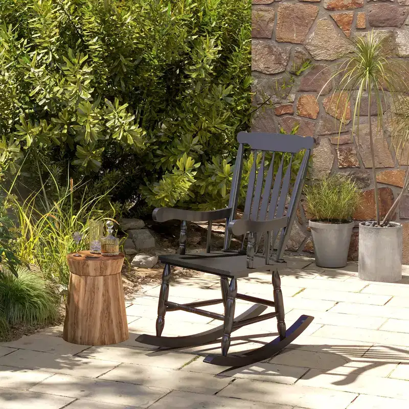 Porch Rocker Chair, 350 lbs. Wooden Outdoor Rocking Chair with High Back for Garden, Patio, Balcony