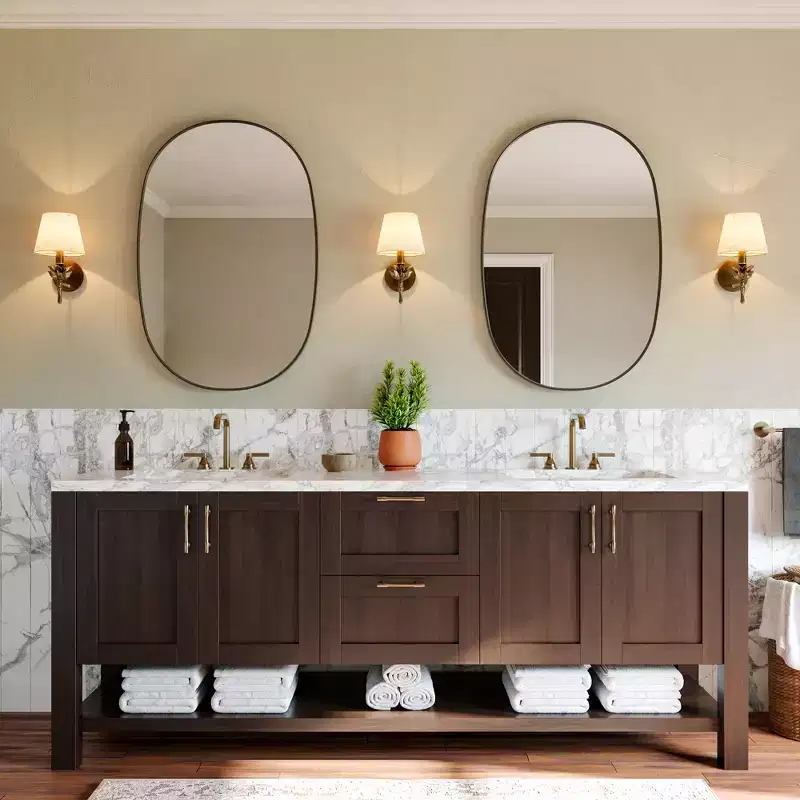 24x36Matte Oval Rectangle Bathroom Vanity Mirror, Over-Sink Wall Mirror with HD Tempered Glass and Rust-Resistant Aluminum Frame