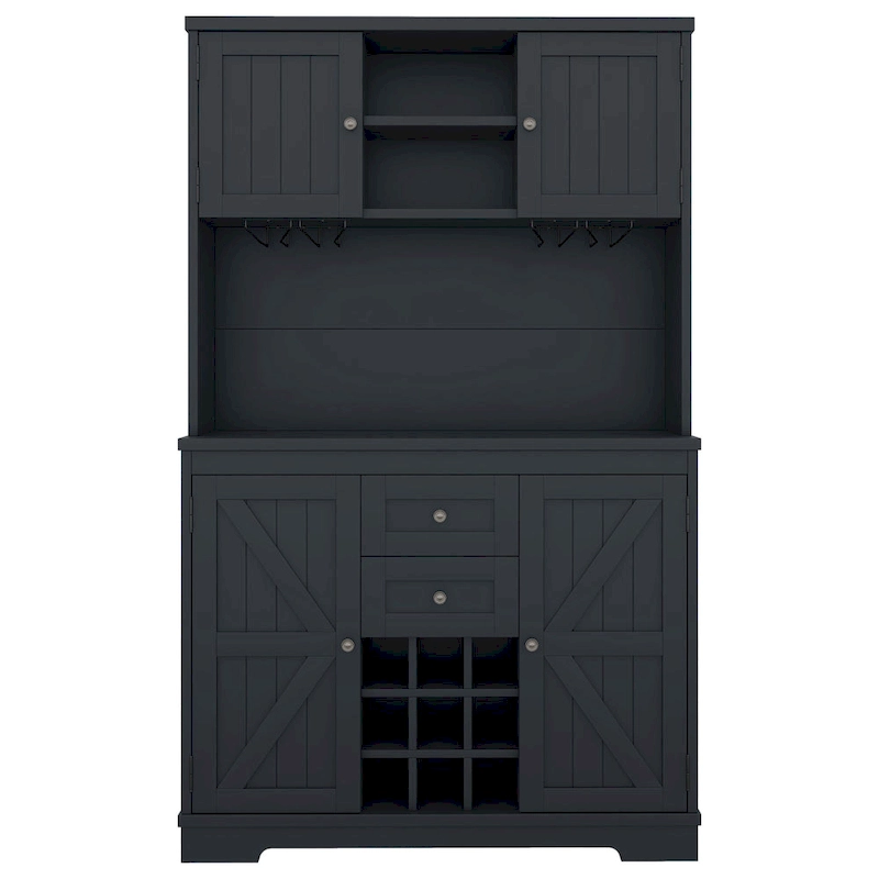 Coffee Bar Cabinet with Drawers, Freestanding Kitchen Pantry with Shelves and Cabinets, Buffet Cabinet with Glass Racks