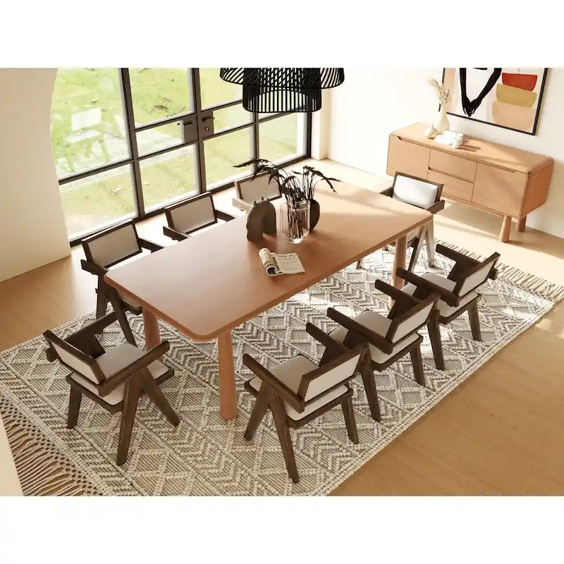 Modrest Rhea Modern 87 Natural Acacia Rectangular Dining Table - Beige