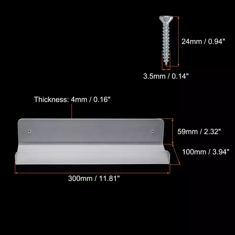 Unique Bargains Acrylic Clear Floating Wall Mounted Shelf for Bathroom Kitchen
