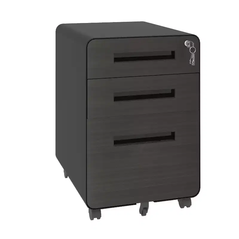 VIYET 23H Mobile File Cabinet with Lock - All-Steel Fully Assembled, Anti-Tip Design & Locking Casters, Fits A4/Letter, for Home/Office (Black)