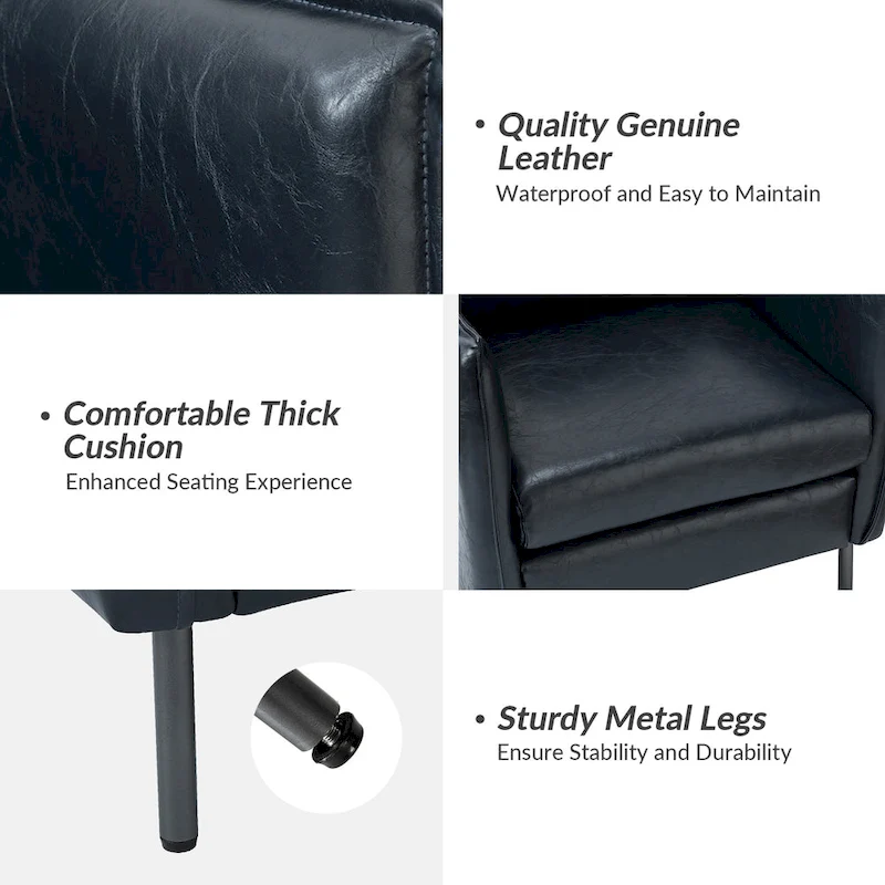 Jaime Modern Vegan Leather Accent chair with Metal Legs Set of 2 by HULALA HOME