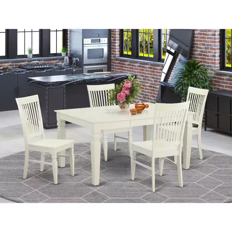 HomeStock Belmont 7-Piece Dining Table Set, White