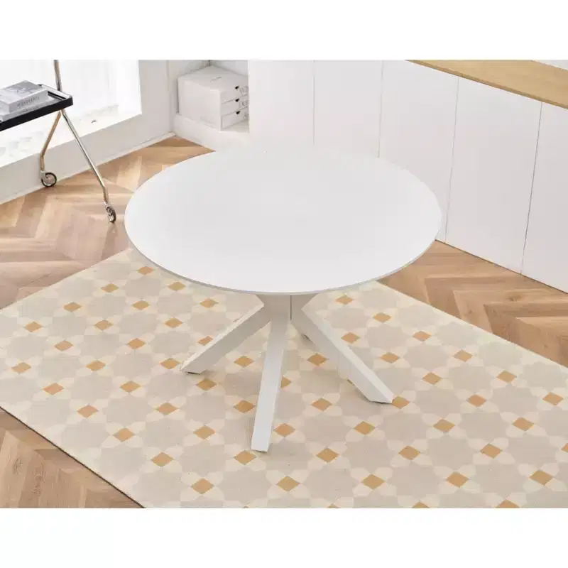 MAYEERTY Table 42.1in White Mid Century Pedestal Coffee Table Cross Leg