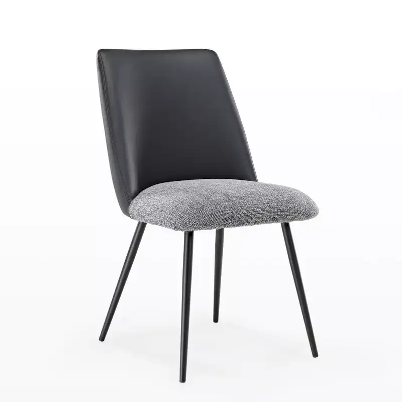 Upholstered Dining Side Chairs Set of 2, Black Gray