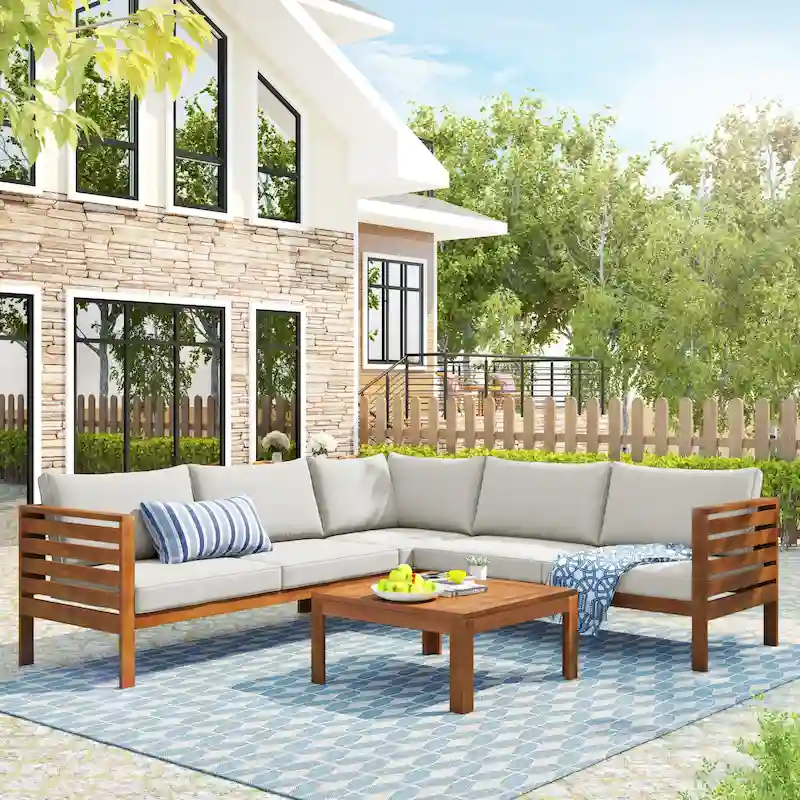 Miller Outdoor French Coutry Sectional Sofa Sets by GDFStudio