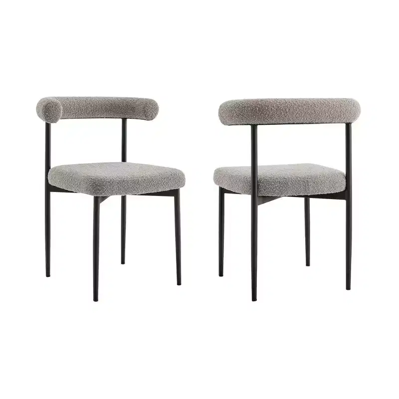 Armen Living Set of 2 Shannon Iron and Thundercloud Fabric Dining Chairs Gray/Matte Black