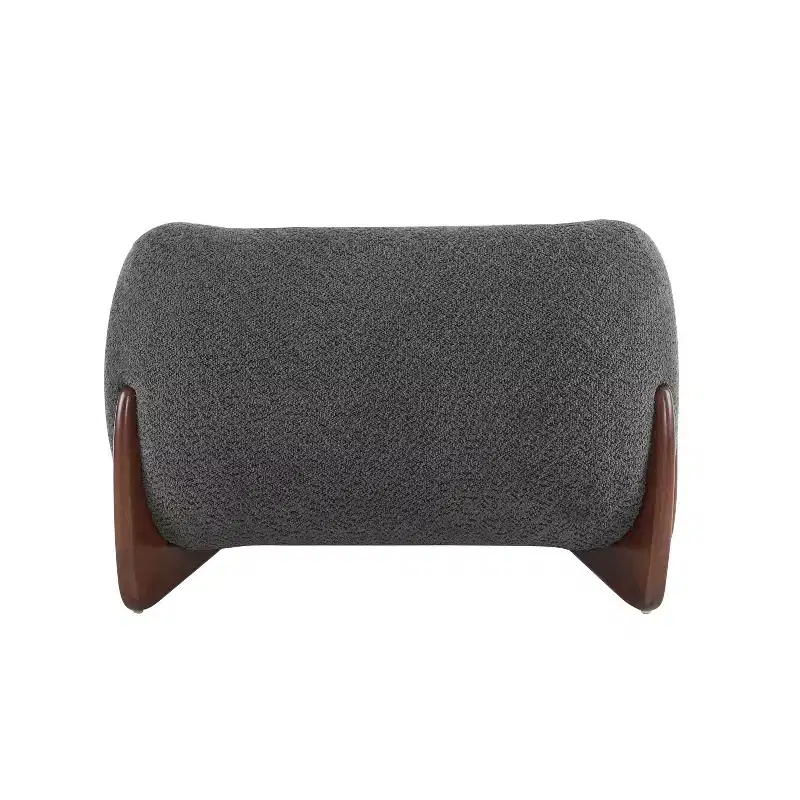 Birch Wood Boucle Upholstered Club Chair