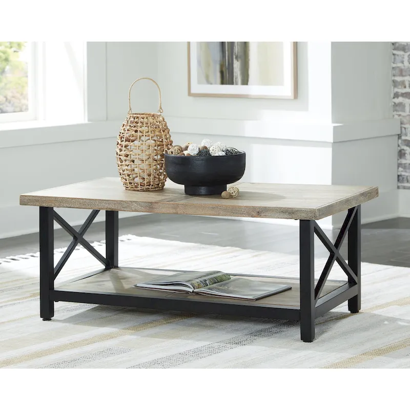 Brown/Black Coffee Table - 46W x 26D x 18H