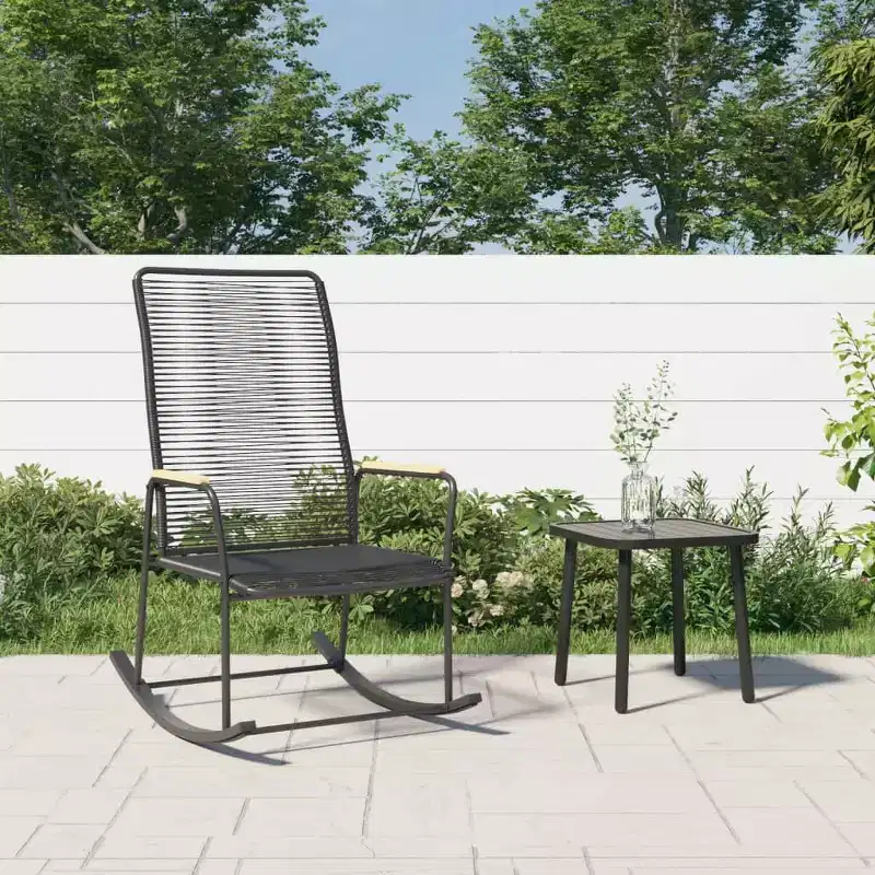 vidaXL Patio Rocking Chair Black 23.2x31.3x40.9 PVC Rattan