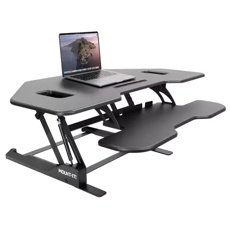 Mount-It! Corner Sit Stand Desk Converter, Black