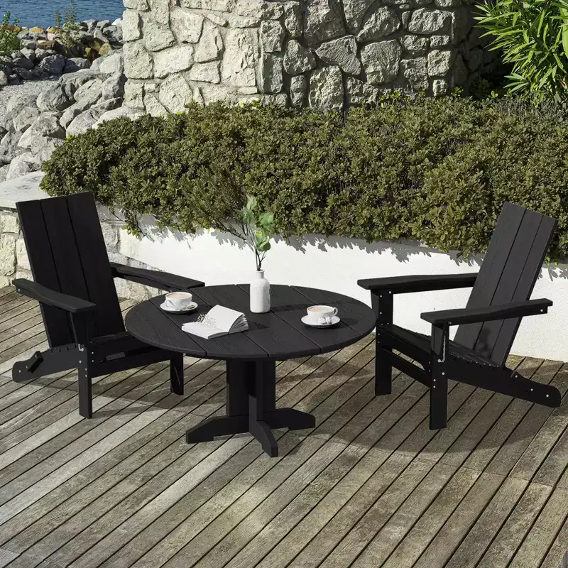 HYLEORY Outdoor Round Coffee Table, 36 Adirondack Coffee Table for Patio, Garden, Backyard