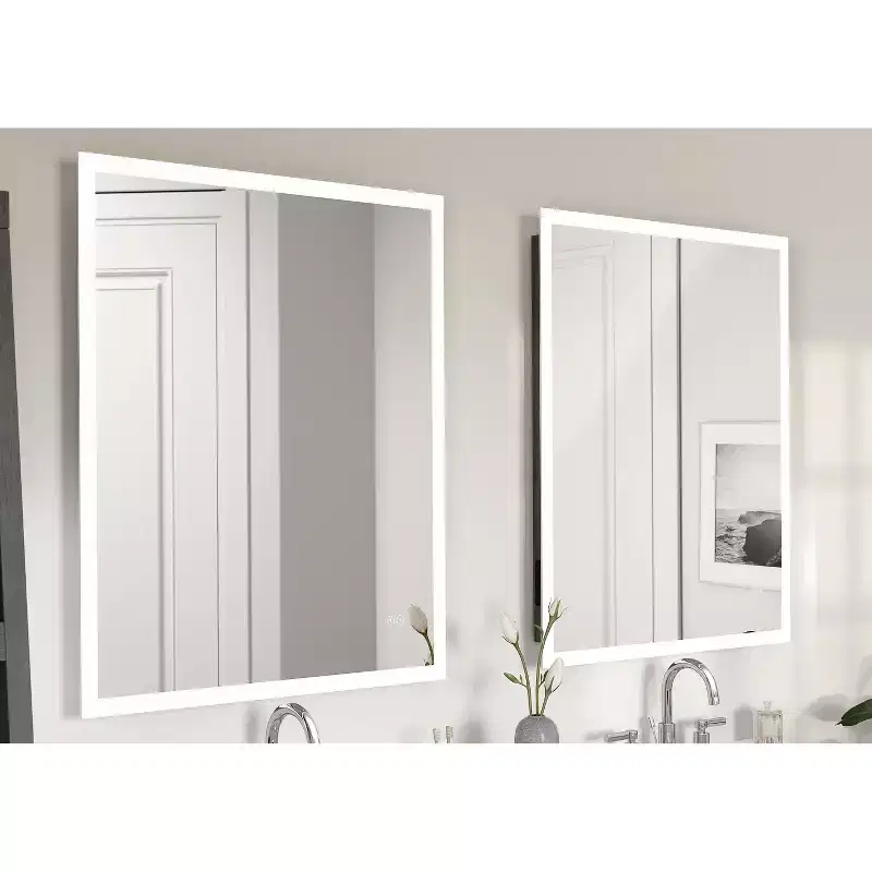 30"x36" Premium Lumen Single LED Wall Mirror with Bluetooth Speakers - Home NetWerks: Smart Audio Bathroom Vanity Accessory
