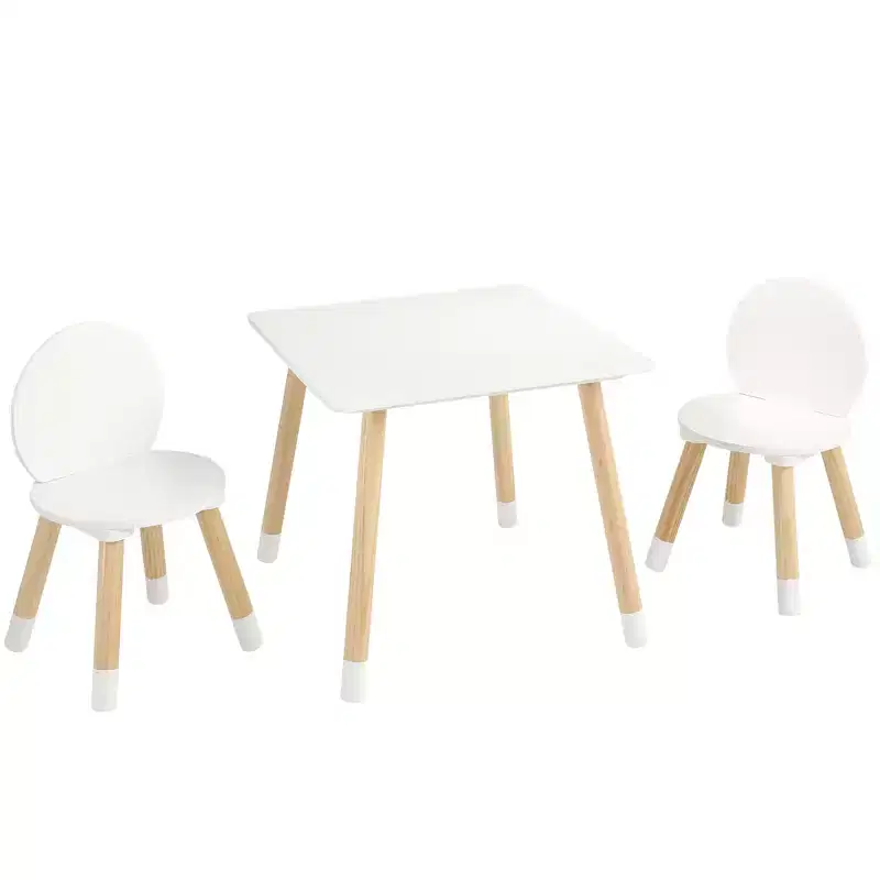 VEVOR Kids Table and 2 Chairs Set, Children Multi-Activity Table for Art, Craft, Reading, Learning, 1 Table and 2 Chairs,White