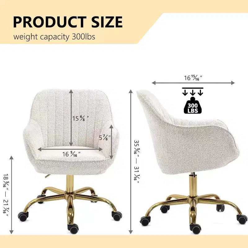 Acekool 360 Swivel Velvet Office Chair, High Back, Adjustable Height, Padded Armrests, Modern Desk Chair