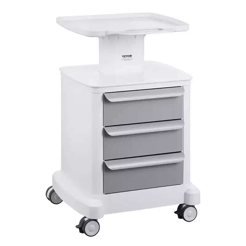 VEVOR 4 Tiers Lab Carts, Lab Utility Cart with 3 Drawers & 1 Top Tray, Mobile Medical Cart with ABS Material, Lab Rolling Cart