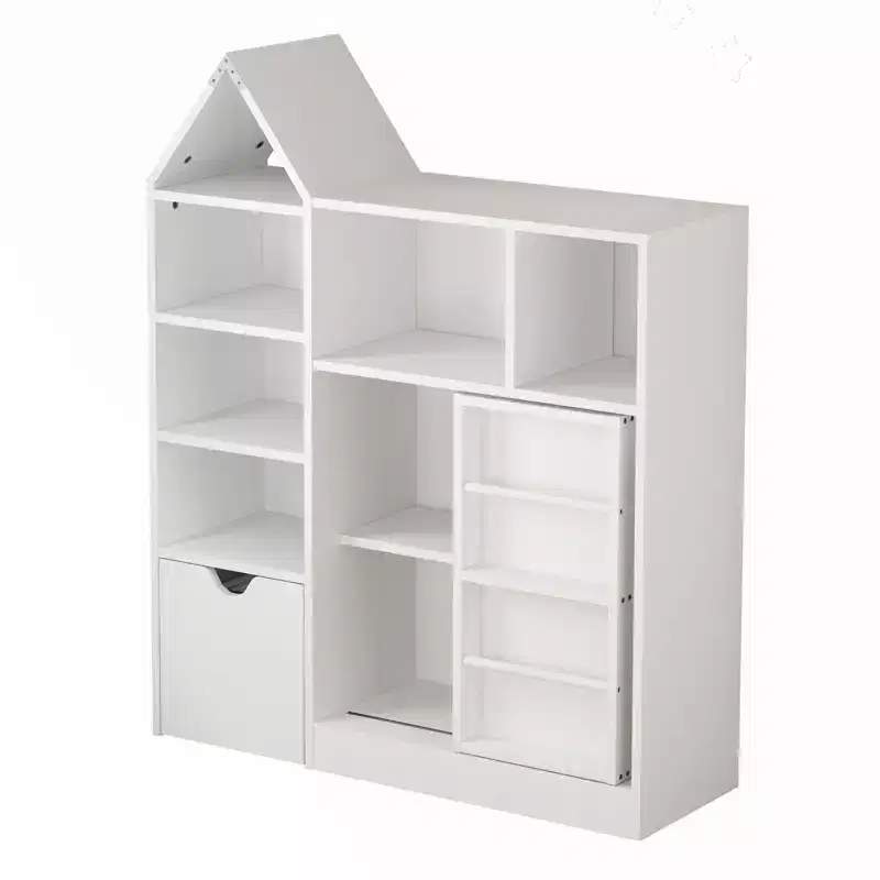 Kids Bookshelf with Movable Drawer, 7 Storage Cubbies Bookcase, Kids Storage Organizer Cabinet for Playroom Nursery Classroom