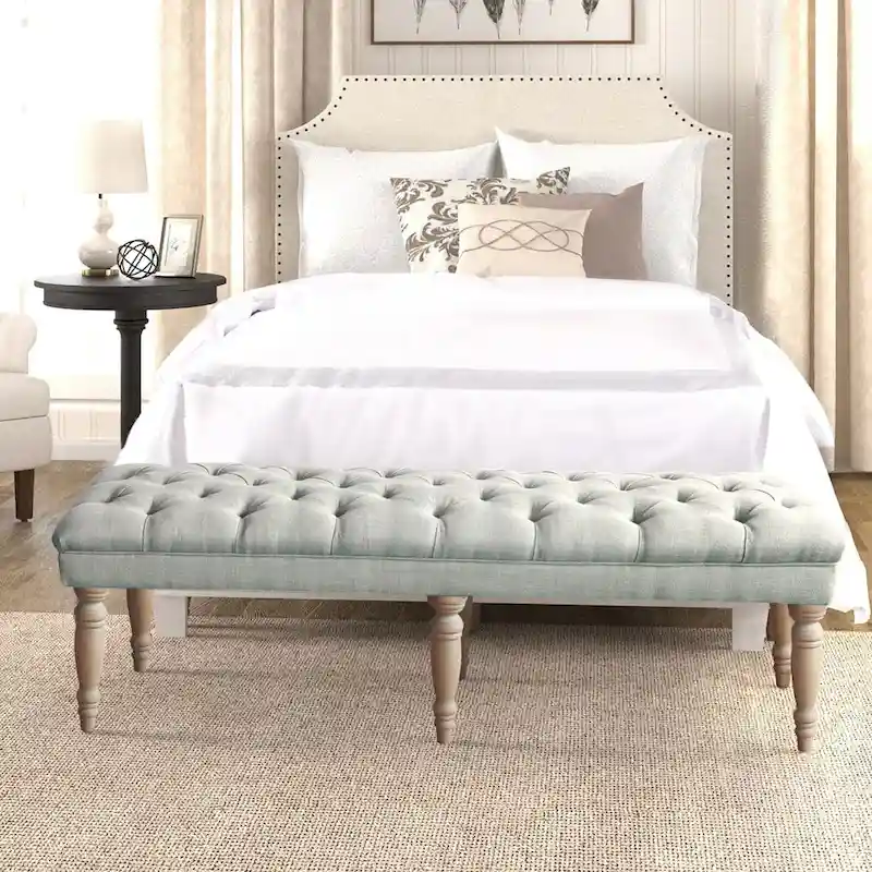 The Gray Barn Blasted Rock Grey Tufted Bench