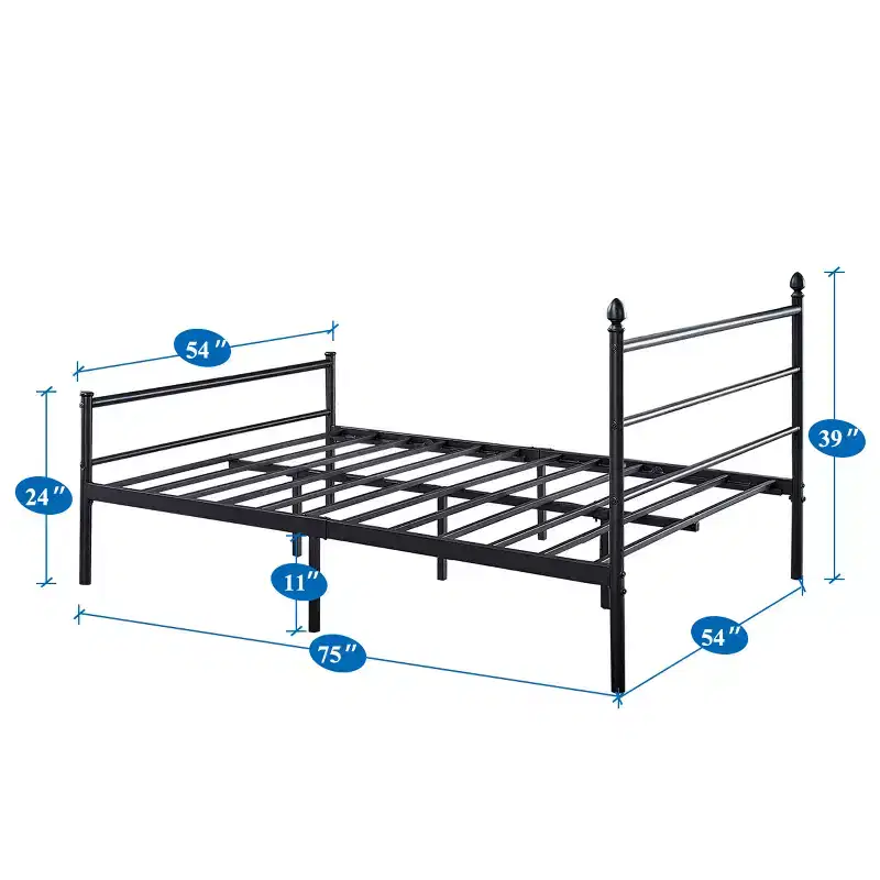 Twin Metal Platform Bed, Bed Frame with Headboard & Footboard, No Spring Box Needed, Black