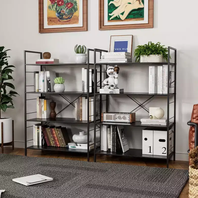 45-inch modern simple bookshelf, 4-layer wooden bookshelf, multifunctional shelf suitable for living room and bedroom