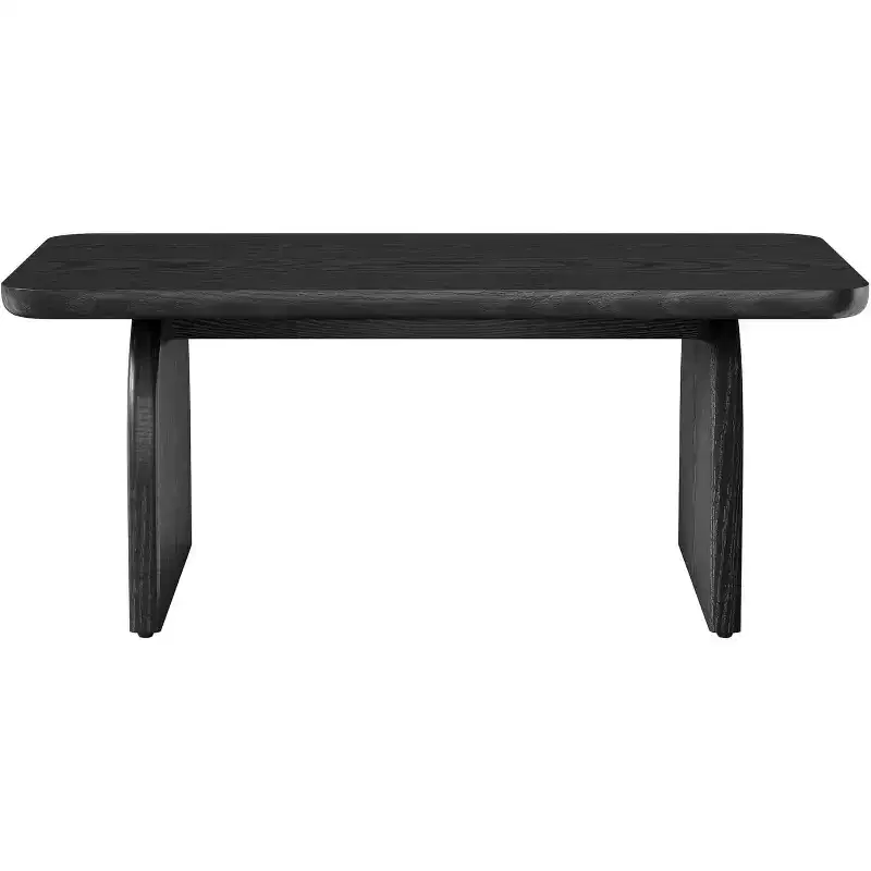 47-Inch Wood Farmhouse Rectangle Coffee Table, Low Cocktail Tea Table, Easy Assembly