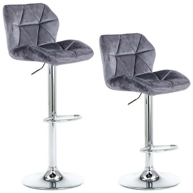 Upholstered Adjustable Barstools Counter Bar Pub Height Stools  of 2