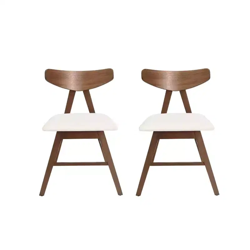 GDFStudio Sunapee Mid Century Modern Fabric Upholstered Wood Dining Chairs (Set of 2)