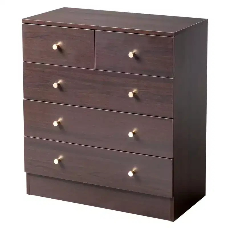 Karl Home 5-Drawer Brown Particle Board 25.98in. W Chest of Drawer