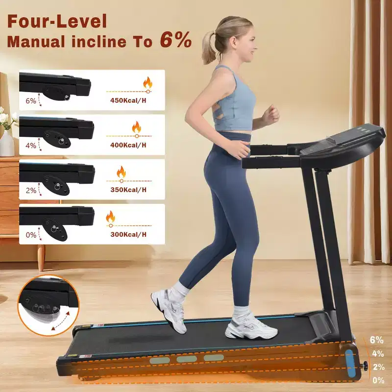 Whisen Foldable Treadmills, Home Exercise Equipment Treadmills with Incline, 350 LBS Weight Capacity - Black