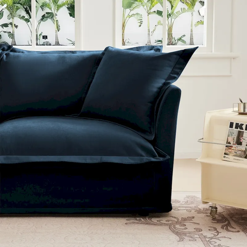 120 Chenille L-Shaped Sectional with Convertible Ottoman & 2 Pillows and 3-Seater Cloud Couch