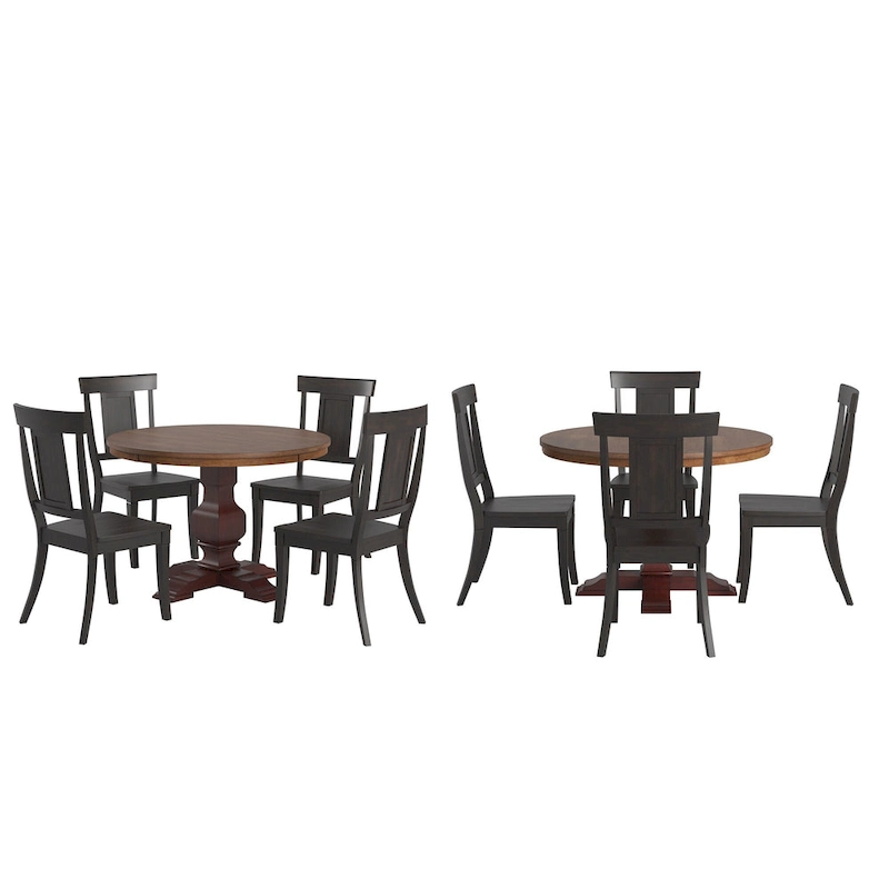 Ronda 45 Round Solid Wood Top Dining Set with Panel Back Chairs