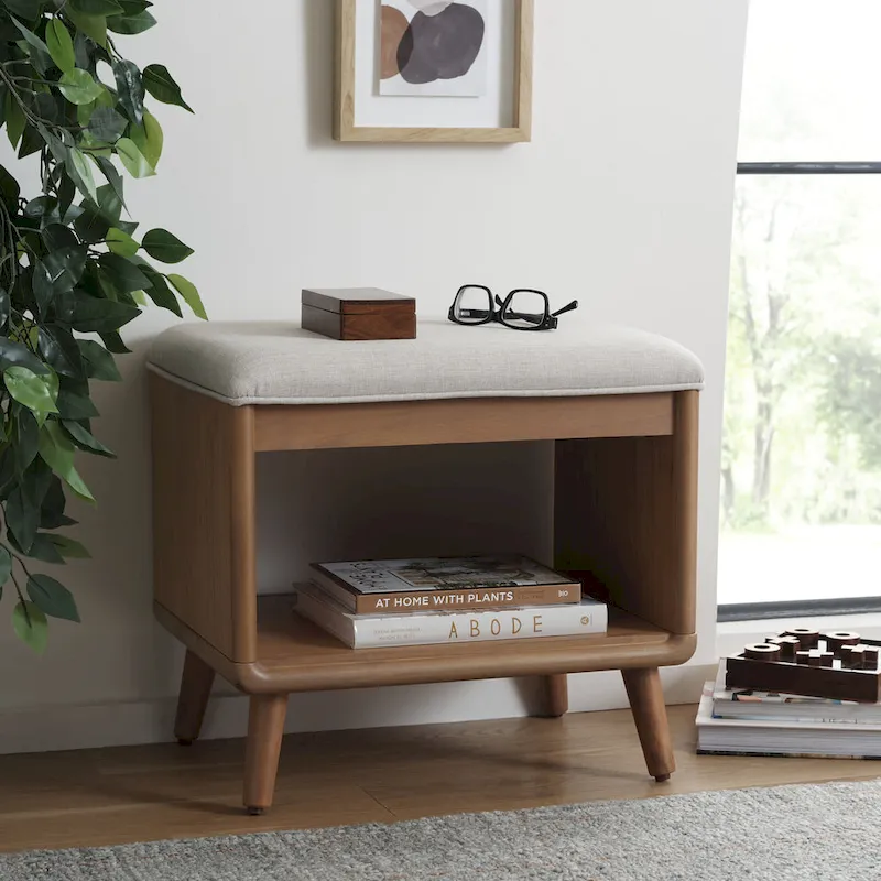 SAFAVIEH Home Collection Solo Open Shelf Bench W/ Cushion - 20 W x 15 D x 18 H