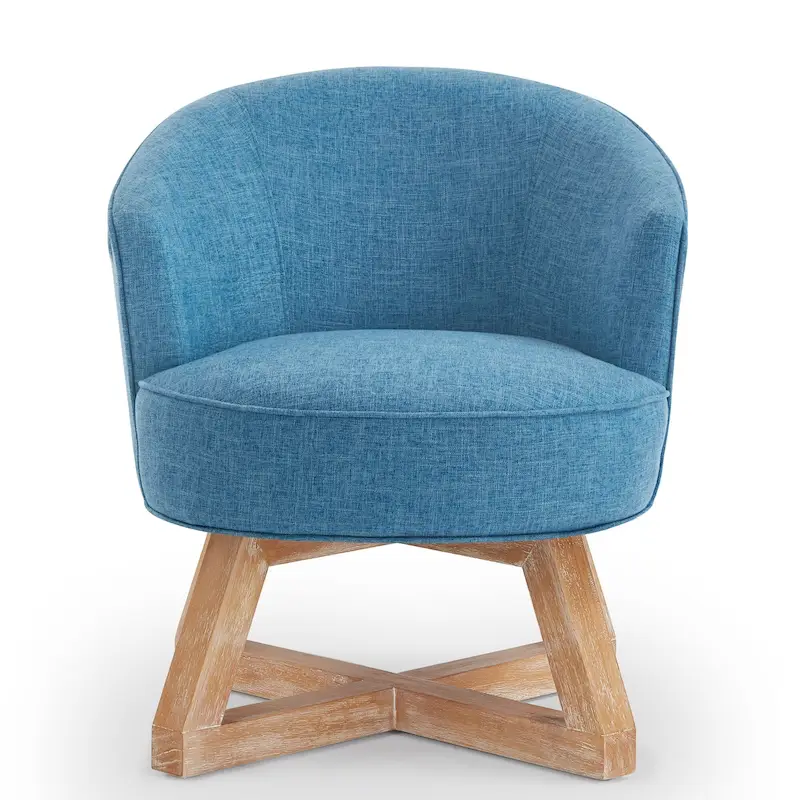 GDFStudio Swivel Accent Chair with Cross-shaped Wooden Base