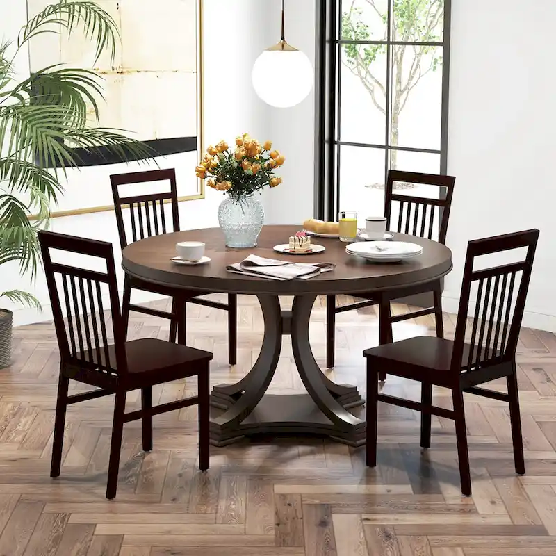 Costway Farmhouse Dining Chair Set of 2/4 Armless Wooden Chair with