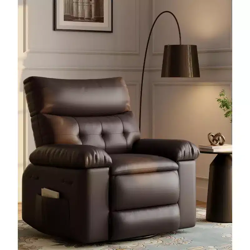 Oversized Recliner Chair with Heat & Massage, Rocking Manual Recliner with Remote for Adults, Living Room/Bedroom/Nursery, Creamy
