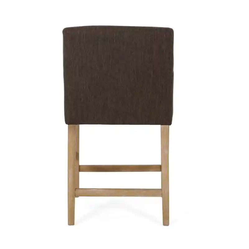 26 Seat Height Counter Stools Set Of 2 With Upholstered Fabric And Solid Wood Legs