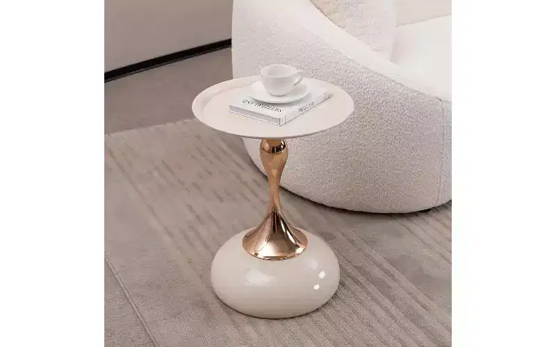 Mermaid Tail Pedestal Round Side Table, Anti-Rust Metal Tray Top Small Coffee Table, Versatile Accent Table, End Table for Living Room