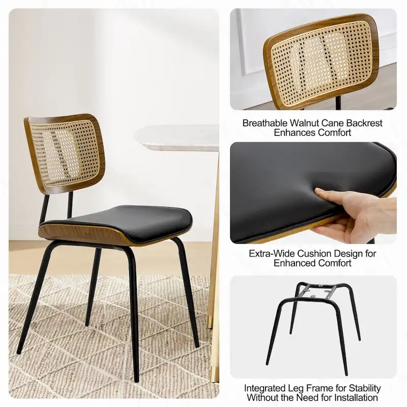 Faux Leather Upholstered Dining Chairs Set of 2/4 - 33.5 H x 17.5 W x 23 D