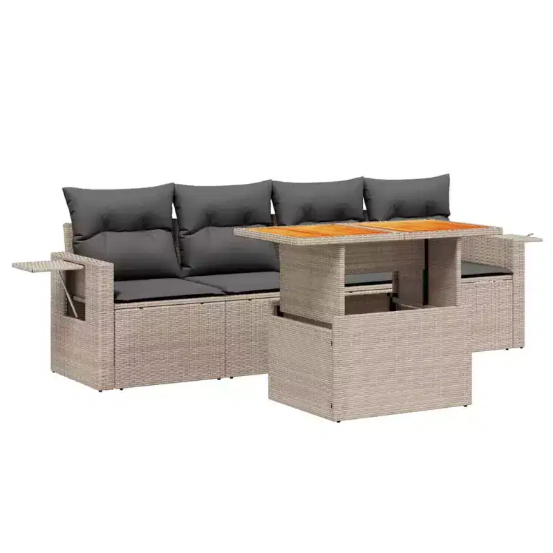 vidaXL Garden Sofa Set Grey PE Rattan Large Modular Garden Sofa Set