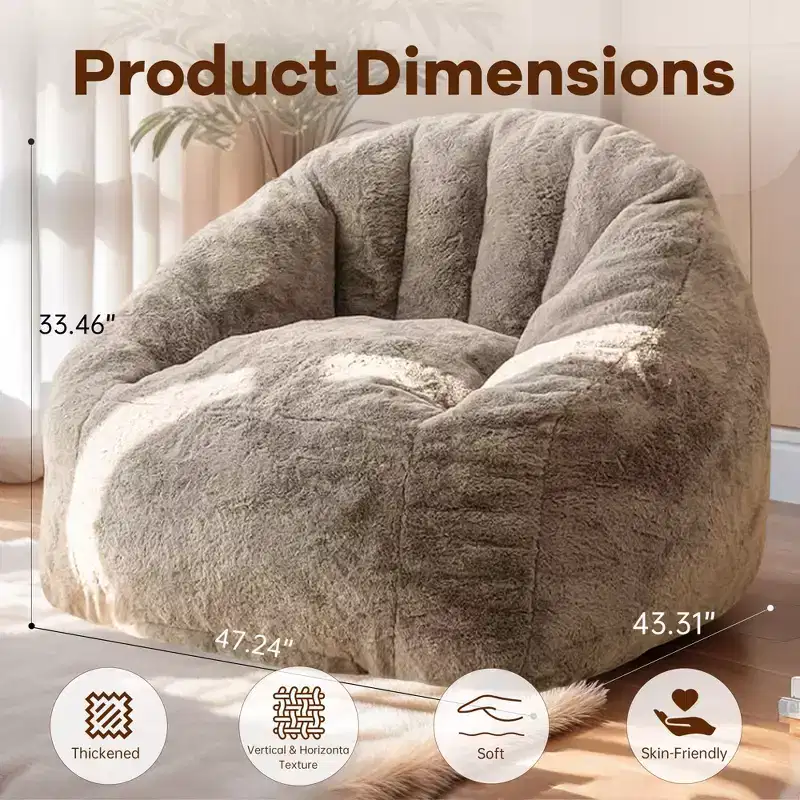 Okak Bean Bag Chair with Arms, Floor Chair with Memory Foam, Gaming Bean Bag Sofa for Adults for Bedroom, Living Room