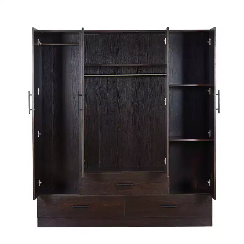Keloyid Brown Wood 62.99 in. Armoire with 3 Drawers and 6 Shelves