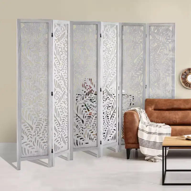 VEVOR Wood Room Divider, 6 Panel Wood Folding Privacy Screen, 66.9 Inches Tall Indoor Carved Partition Divider, Portable Decoration Screen